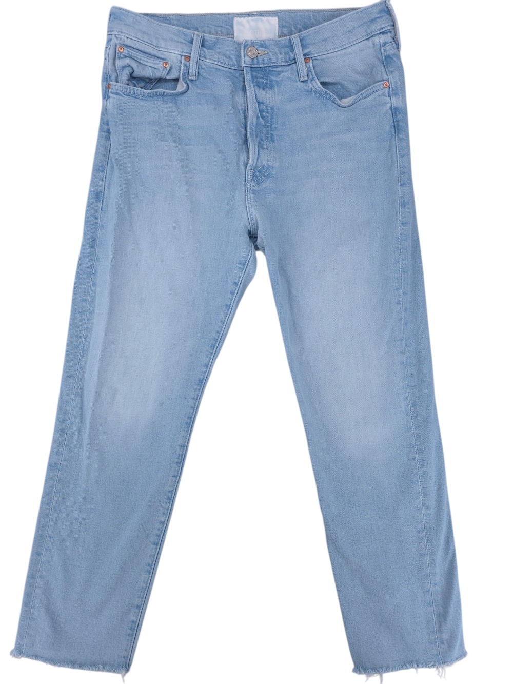 MOTHER Superior Light Blue Denim Jeans Scrapper Cuff Ankle Fray